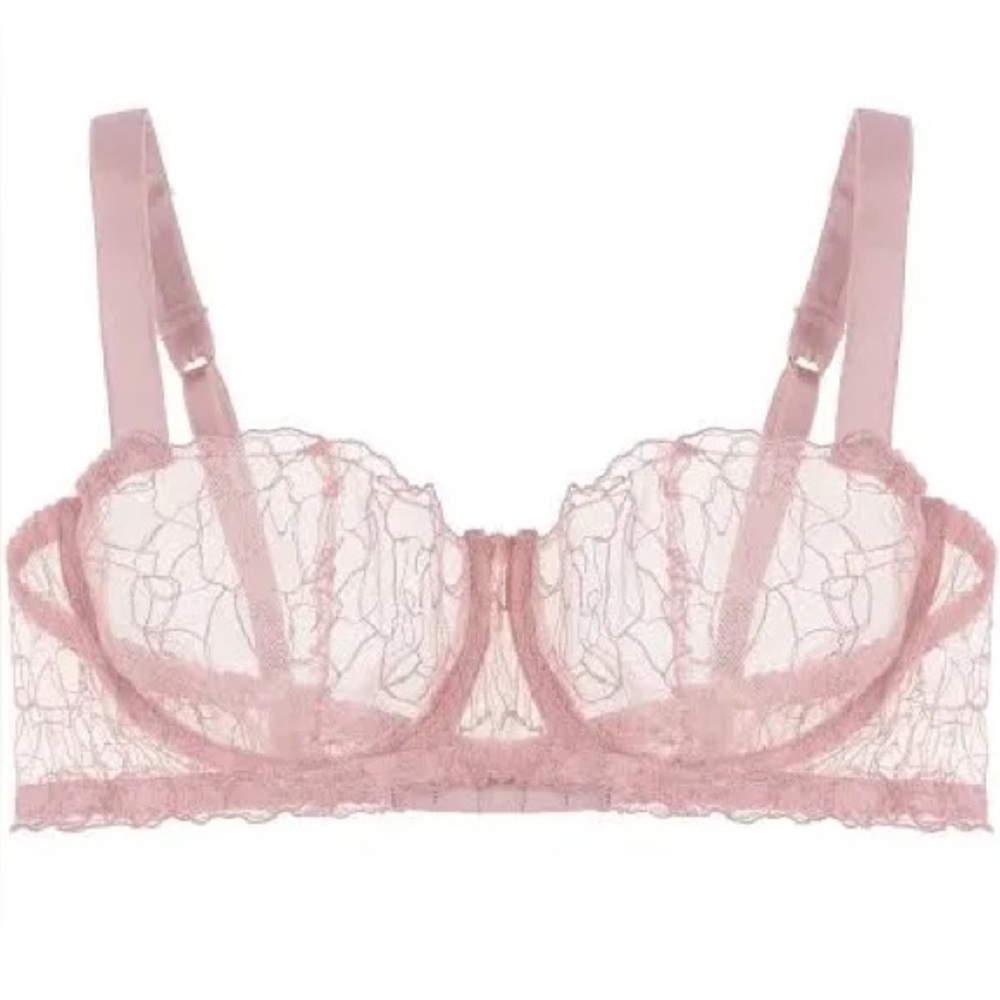 NWT Fleur of England Allure balcony bra powder pink 32F